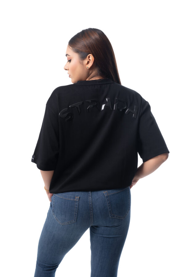 Strada Black Gel Print Over-Sized T-Shirt